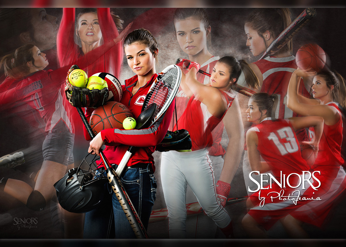 Softball, Basketball, Volleyball Sports Composite Senior Picture Idea - Sports Senior Picture Ideas - Seniors by Photojeania